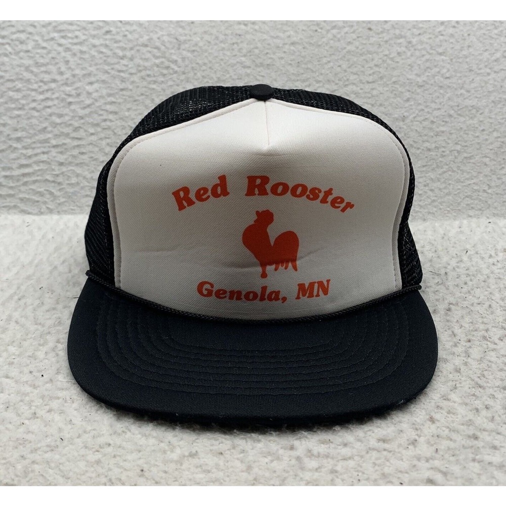 Otto Red Rooster Bar & Grill Trucker Snapback Hat Genola MN Mesh Foam Rope Dad